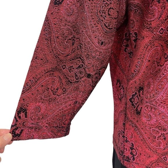 Vtg DRESS BARN Womens‎ Glittery Maroon Top Size 18/20 Paisley Christmas Party - Picture 6 of 15